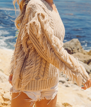 Load image into Gallery viewer, Latte Fringe Sleeve Sweater
