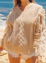 Load image into Gallery viewer, Latte Fringe Sleeve Sweater
