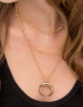 Load image into Gallery viewer, Gold 3-Layer Half Moon Pendant Necklace
