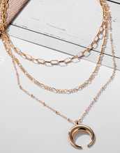Load image into Gallery viewer, Gold 3-Layer Half Moon Pendant Necklace
