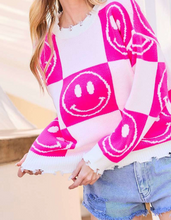 Load image into Gallery viewer, Pink Happy Face Sweater
