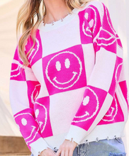 Load image into Gallery viewer, Pink Happy Face Sweater
