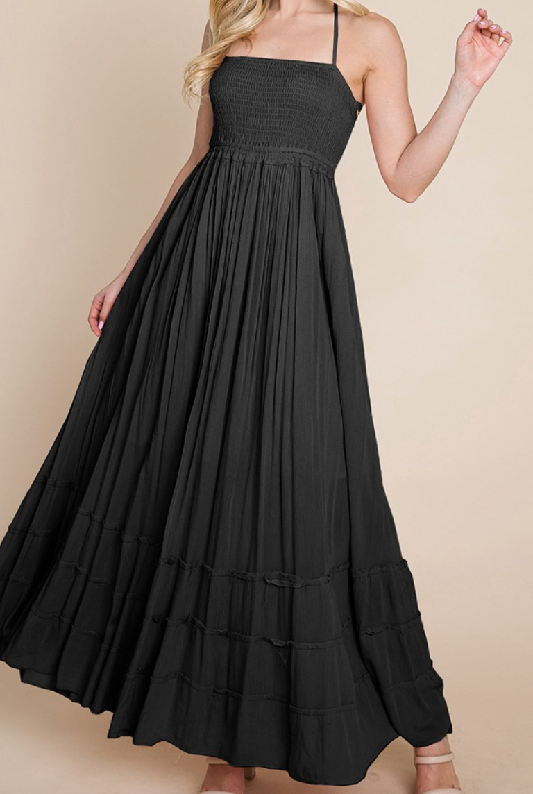 blue dress for baby girl Mariani Backless Maxi Dress Black