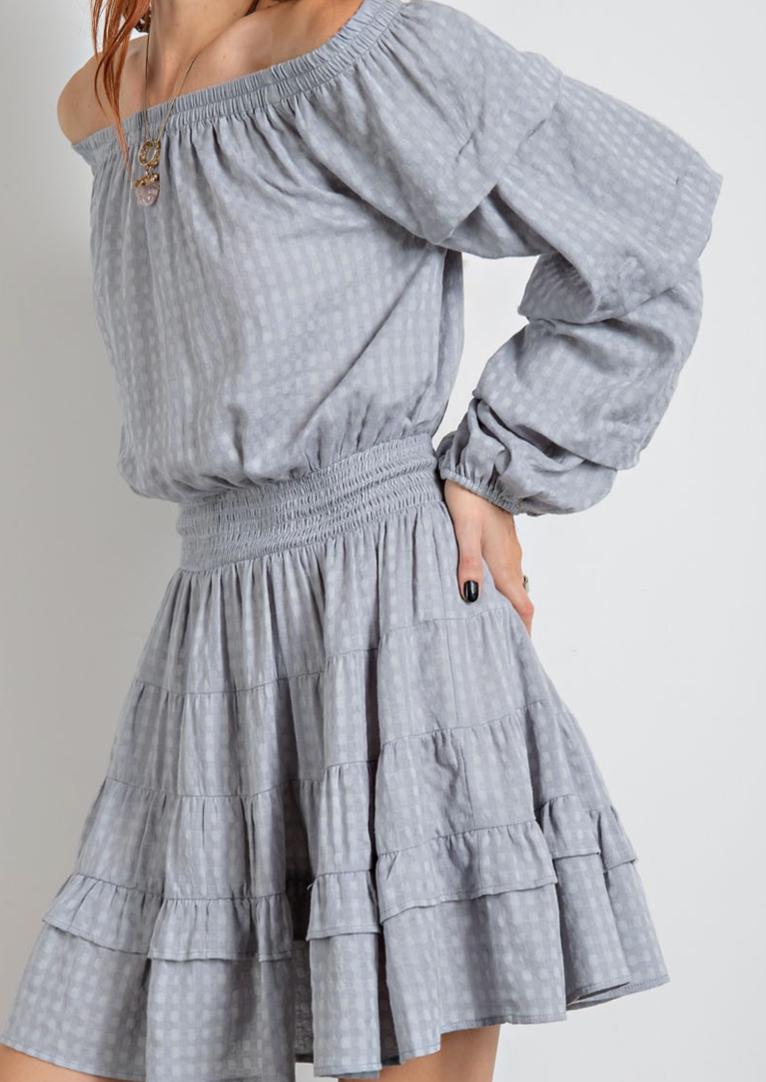 dress blue season Dusty Blue Off-Shoulder Dress – STYLE HOUSE Boutique