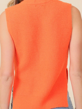 Load image into Gallery viewer, Orange Waffle Ribbed Side Slit Top
