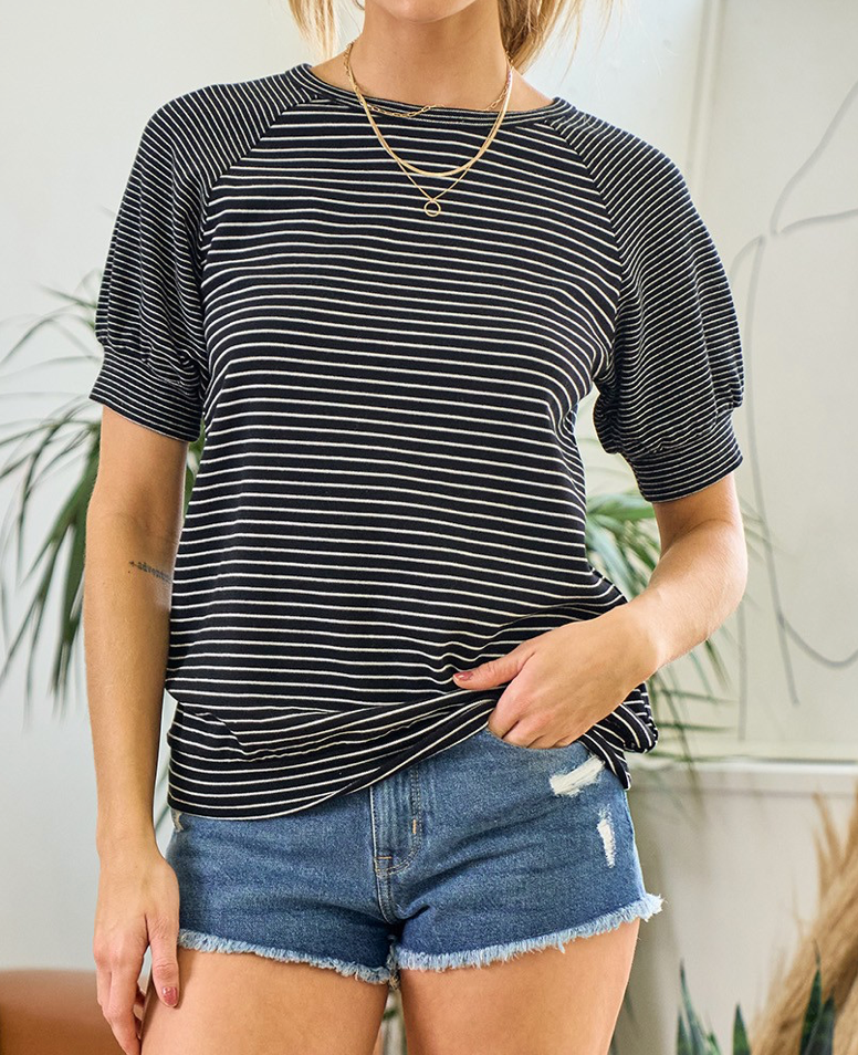 Black w/ White Stripe Combo Shirt