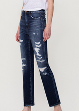 Load image into Gallery viewer, Dark Distressed Straight Crop Jeans
