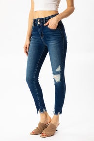 High Rise Double Detail w/ Scuff Knees & Ankles KanCan Jeans