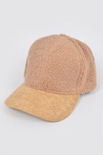Load image into Gallery viewer, Beige Corduroy &amp; Sherpa Baseball Cap
