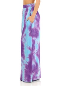Purple & Blue Tie Dye Maxi Skirt